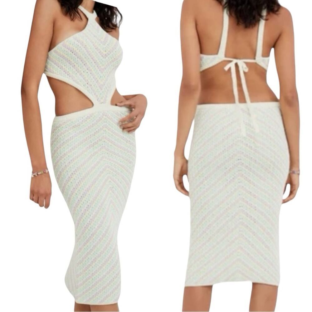 For Love & Lemons Bette Knit Women’s Midi Backless Dress Size Medium NWT